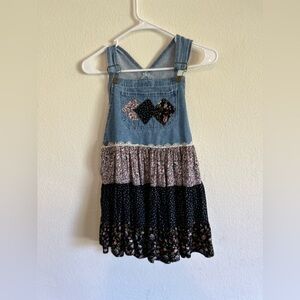 Vintage Jonathan Martin kids size 14 denim tiered  denim overall dress